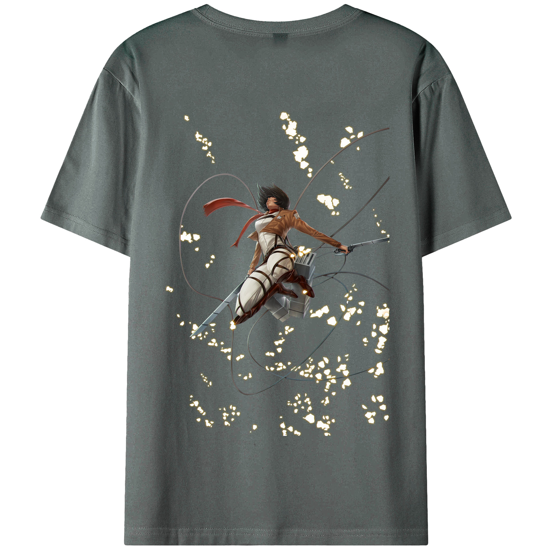 （画像用） 進撃の巨人 ミカサ·アッカーマン Attack on Titan Mikasa Ackerman 綿100％半袖Tシャツ（背面プリント）